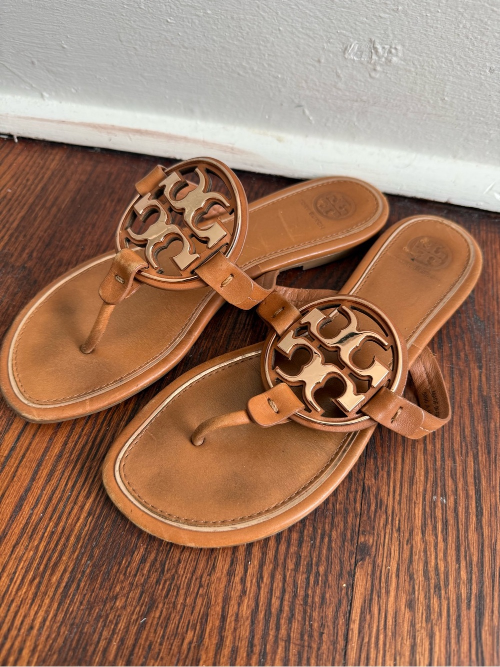 Tory Burch Miller Sandals Gold Emblem